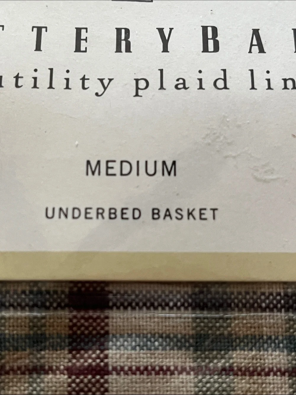 Pottery Barn tan Plaid Utility Liner with Brown and Green Stripes 43183217 NWT